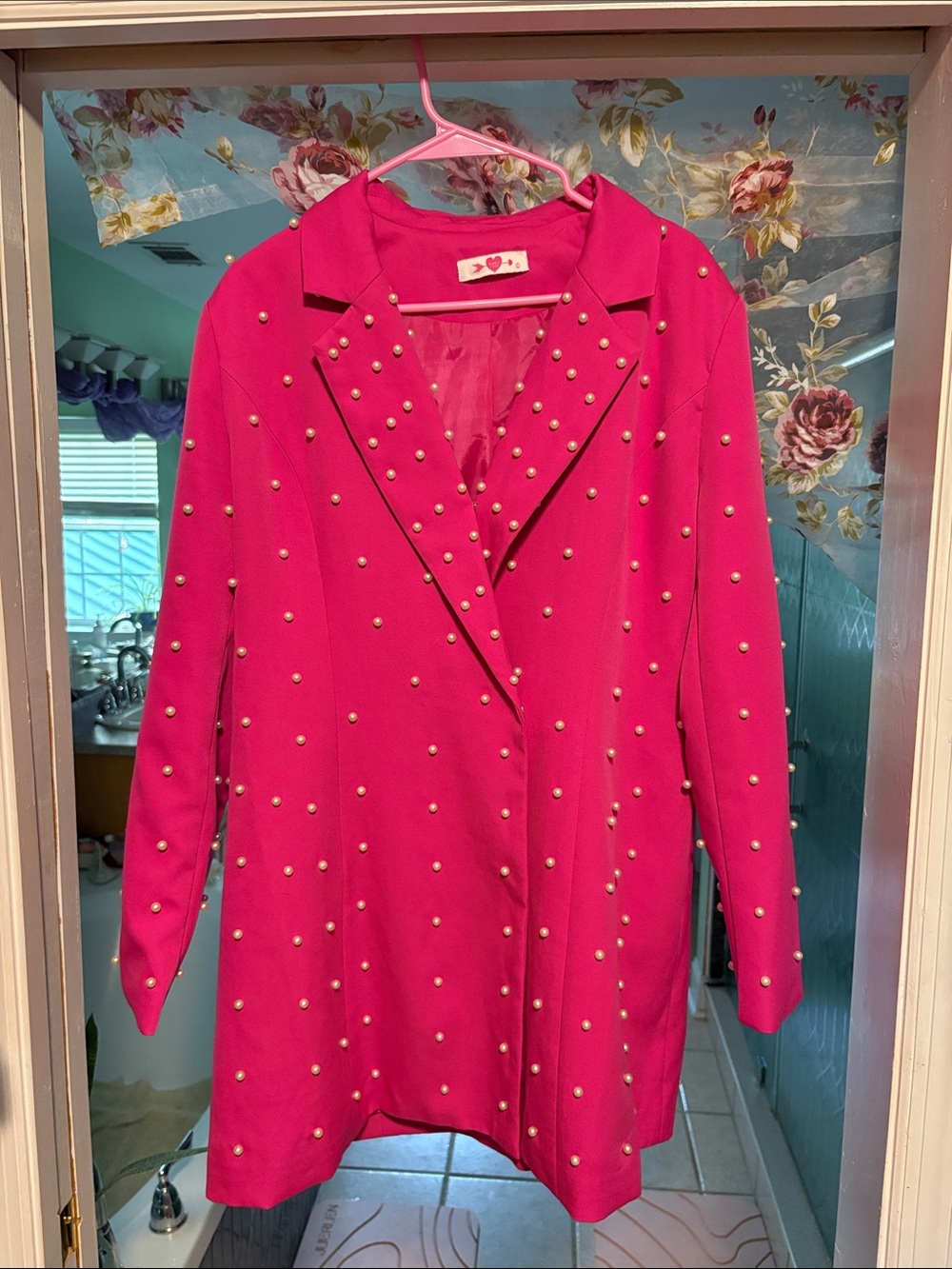 Buddy Love Hot Pink Pearl-Embellished Blazer